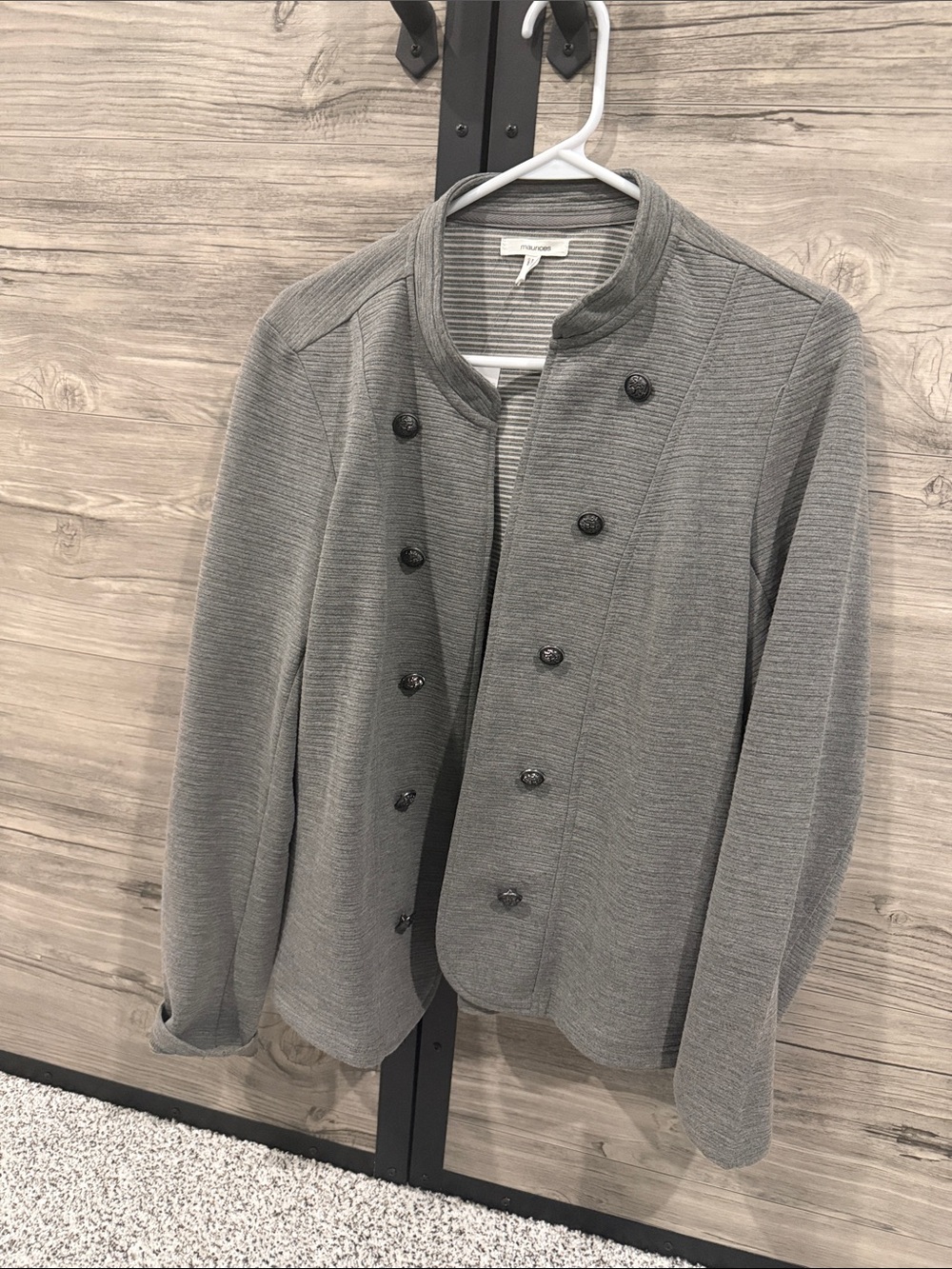 Maurices Gray Double-Breasted Knit Blazer